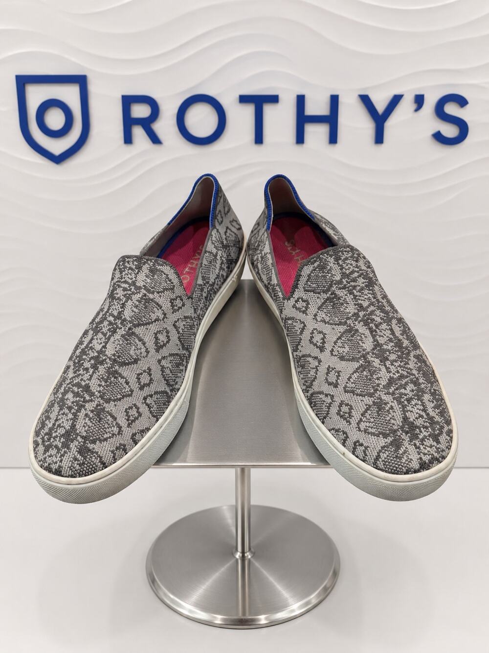 Rothy’s The Loafer Python Gray Black Knit Flats Women’s 12 Retired